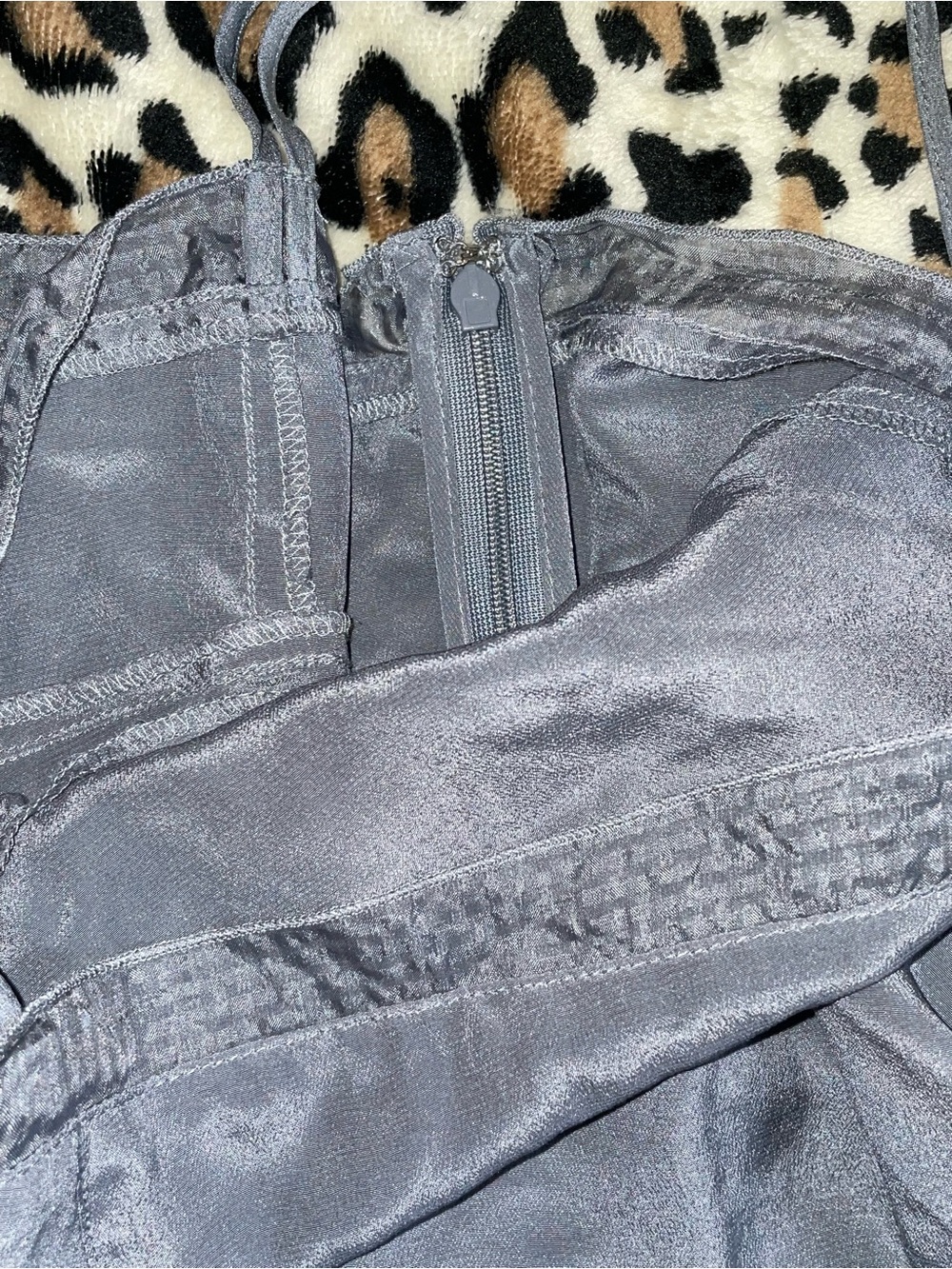 ♡ Gray Satin Babydoll Cami Top - Picture 3 of 3